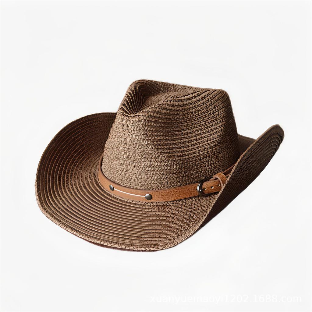 Paper Straw Sun Hat with Windproof Chin Cord Foldable Roll Brim Beach Vacation Hat For Women Daily Sun Blocking Headwear