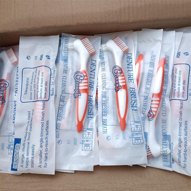 1Pcs Denture Brush Toothbrush Dual Delicate Heads Teeth Braces Oral Cleaning for Men or Women Deticated Brush Brighting Friendly