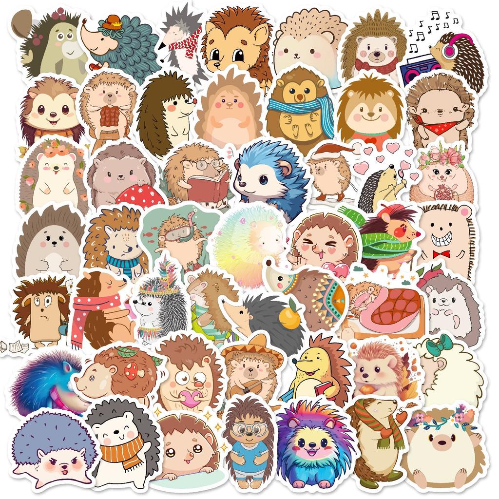 50 Cute Cartoon Different Styles of Small Hedgehog Stickers Hand Account Suitcase Water Cup DIY Decoration Stickers