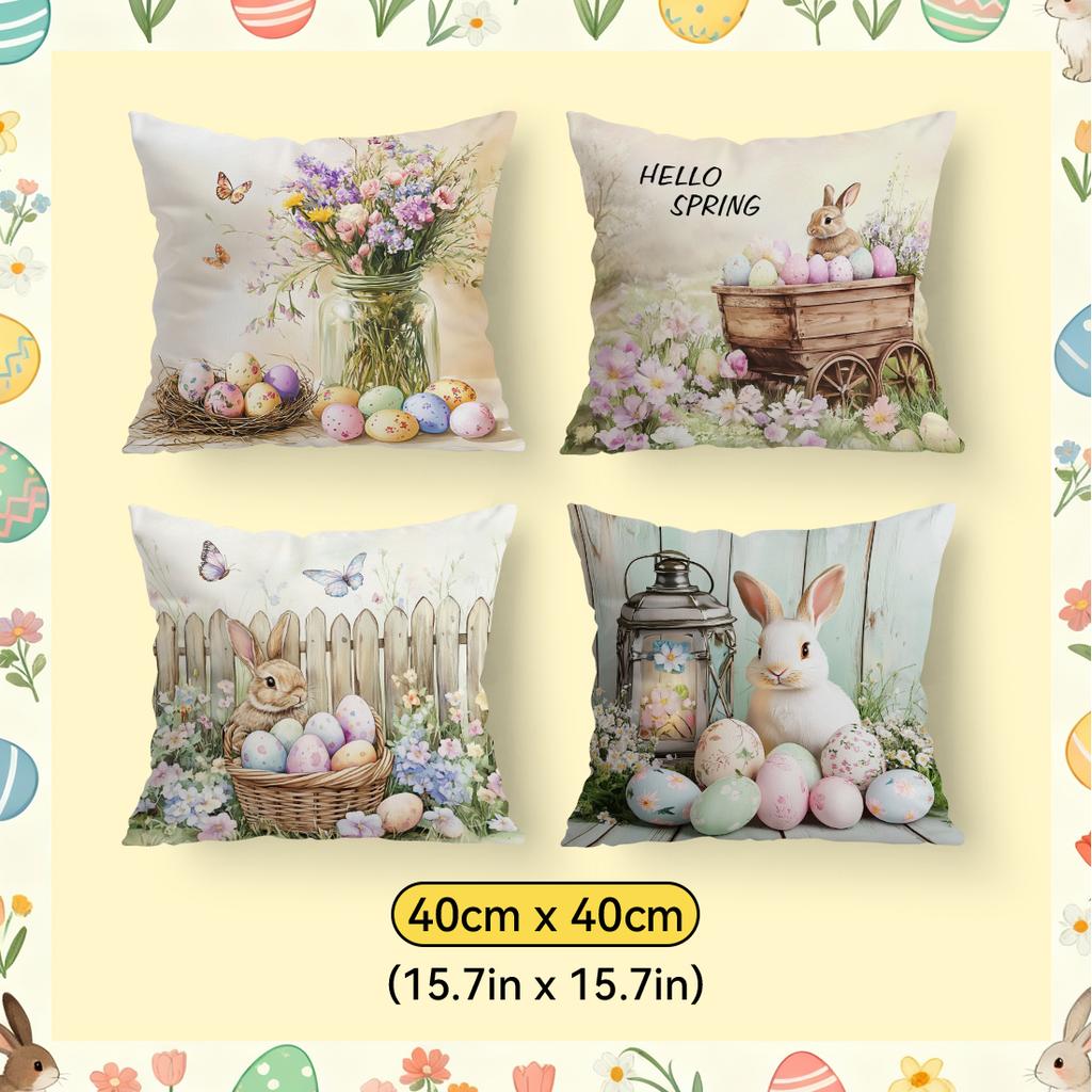 Easter Egg Cushion Pillowcase Printed Polyester 40/45/50Cm Throw Pillowcover Decorative Sofa Cushion Pillowslip Home Decor