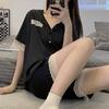 Pajamas Women'S Summer Cold Silk Cool Two-Piece Suit Summer Short-Sleeved Lace Can Be Worn Outside Qiandongge Loungewear
