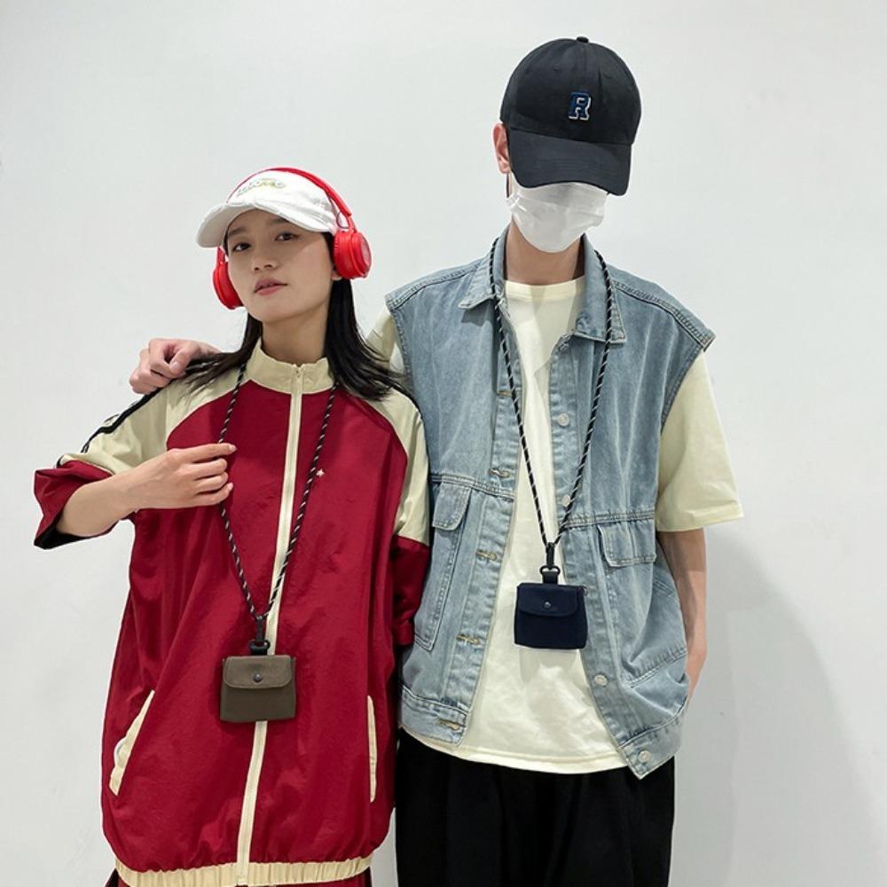 Square Headphone Storage Bag Mini Male Short Wallet Cute Small Card Holder  Storage Bag