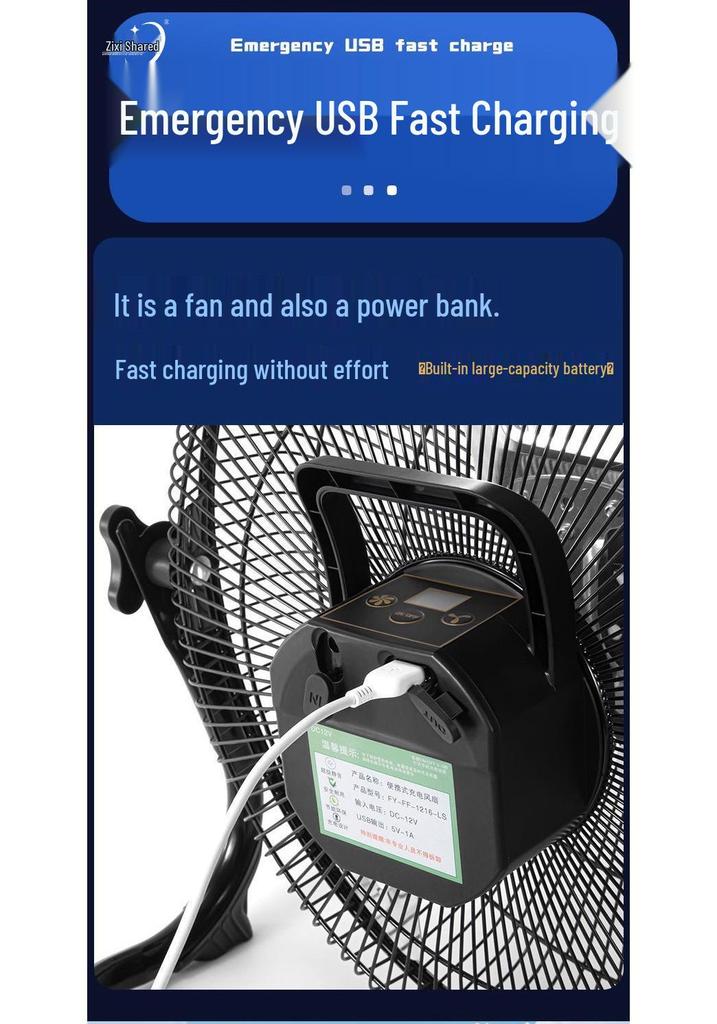 Zi Xi 12V Portable Solar Fan for Camping & Outdoor Use