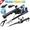 Portable Retractable Folding Fishing Rod Carbon Fiber with Reel Arms Casting Rod Durable Spinning Sea Fishing Rod Outdoor
