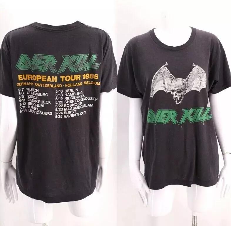 Vintage 1986 Overkill Logo 1986 European Tour REPRINT T-shirt, size S-4XL