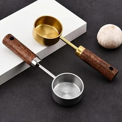 15ml Wooden Coffee Scoop Stainless Steel Long Handle Measuring Spoon for Coffee Tablespoon Kitchen Tool Cafe Decoration