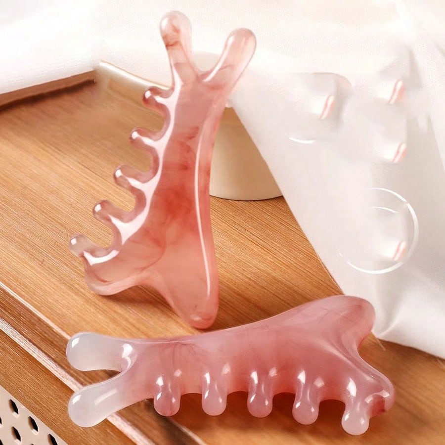 Pink 4-in-1 Scalp Massage Comb for Face Eye Nose Relief Stress Relieve Meridians Stimulation Hair Care Tool