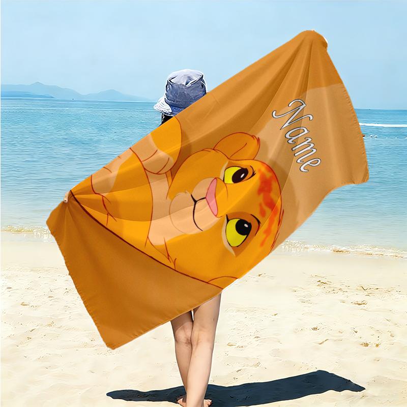 Personalized Lion Cub Adventure Beach Towel Microfiber Beach Towel Thin Absorbent for Beach Swimming Yoga Bath Sports. 0910232