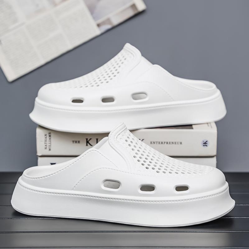 

Летние мужские тапочки для дома, пляжные сандалии, удобные дышащие шлепанцы, шлепанцы для мужчин, тапочки для ванной, домашняя обувь 38-39 белый