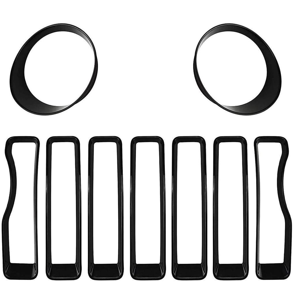 Mesh Grille Insert Grill Sticker & Headlight Turn Light Cover Trim for Jeep Wrangler JL 2018-2025 Chrome Accessories