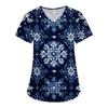 3D Snowman Print V-Neck Short Sleeve T-Shirt Women Men Casual Workwear Comfort Fit 2025