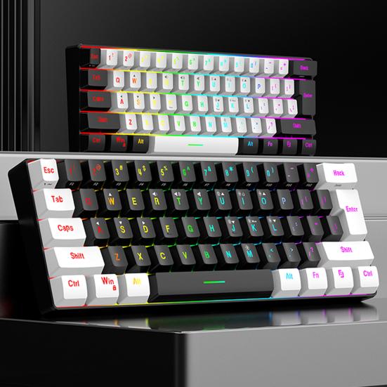 Wired Mechanical Gaming Keyboard with RGB Light Universal 61 Keys Mini Wired Office Keyboard Mouse Kit