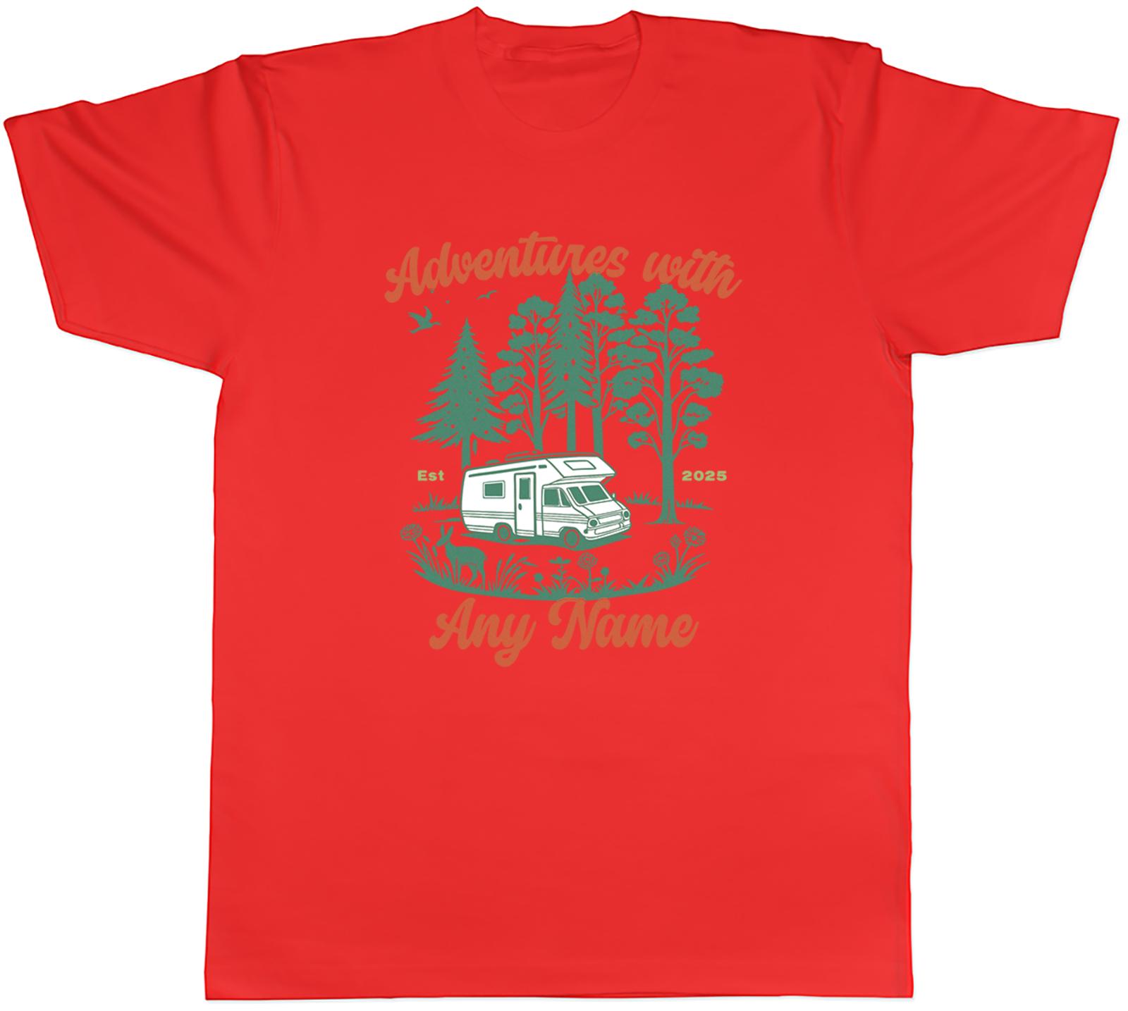 Personalised Caravan Adventures with Any Name Unisexs TShirt Tee Gift Top S
