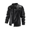 Men's European and American stand-up collar leather jacket new retro locomotive zipper design PU leather jacket
