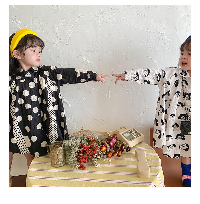 2026 Spring Korean Style Girls' Polka Dot Cotton Dress – Stylish, Loose Children's Clothing