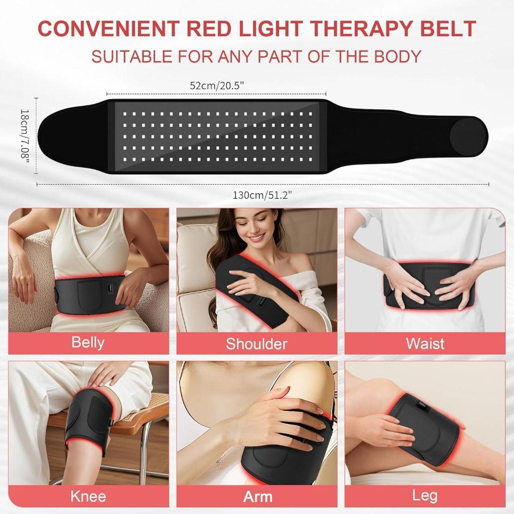 5 Lichtstufen Infrarotlicht Wärmetherapie Gürtel Rücken/Taille/Muskel/Schmerzlinderung 660nm & 850nm LED-Perlen Rotes Lichttherapiegerät