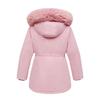 4-12 Years Kids Girls Winter Hooded Mid-Length Coat