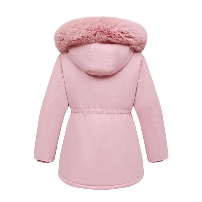 4-12 Years Kids Girls Winter Hooded Mid-Length Coat
