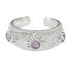 Sweet Light Luxury Zircon Super Flash Exquisite Open Ring Niche High-End Sense Stacking Wearing Colored Treasure Ring Women'S Model