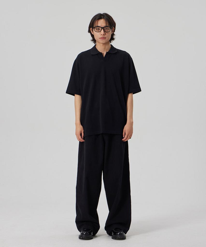 MAKEITTO Bio Washing Wide Cotton Spandex Pants_Black