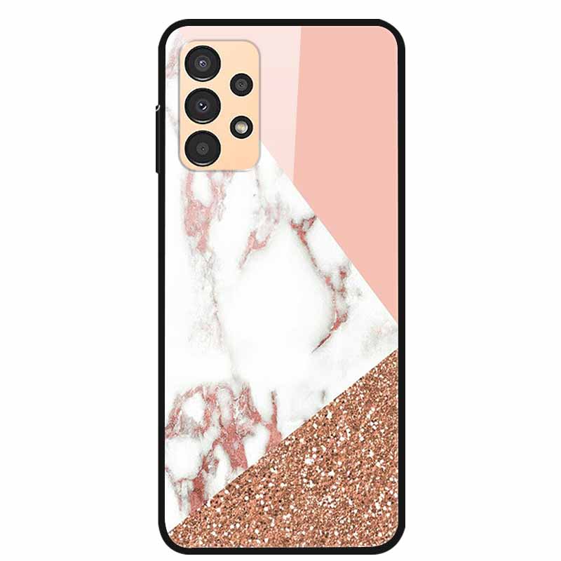 Funda para Samsung A53 5G 2022 Mármol Vidrio Templado Tapa Dura para Fundas de Teléfono Samsung Galaxy A33 A73 5G Protección Fundas