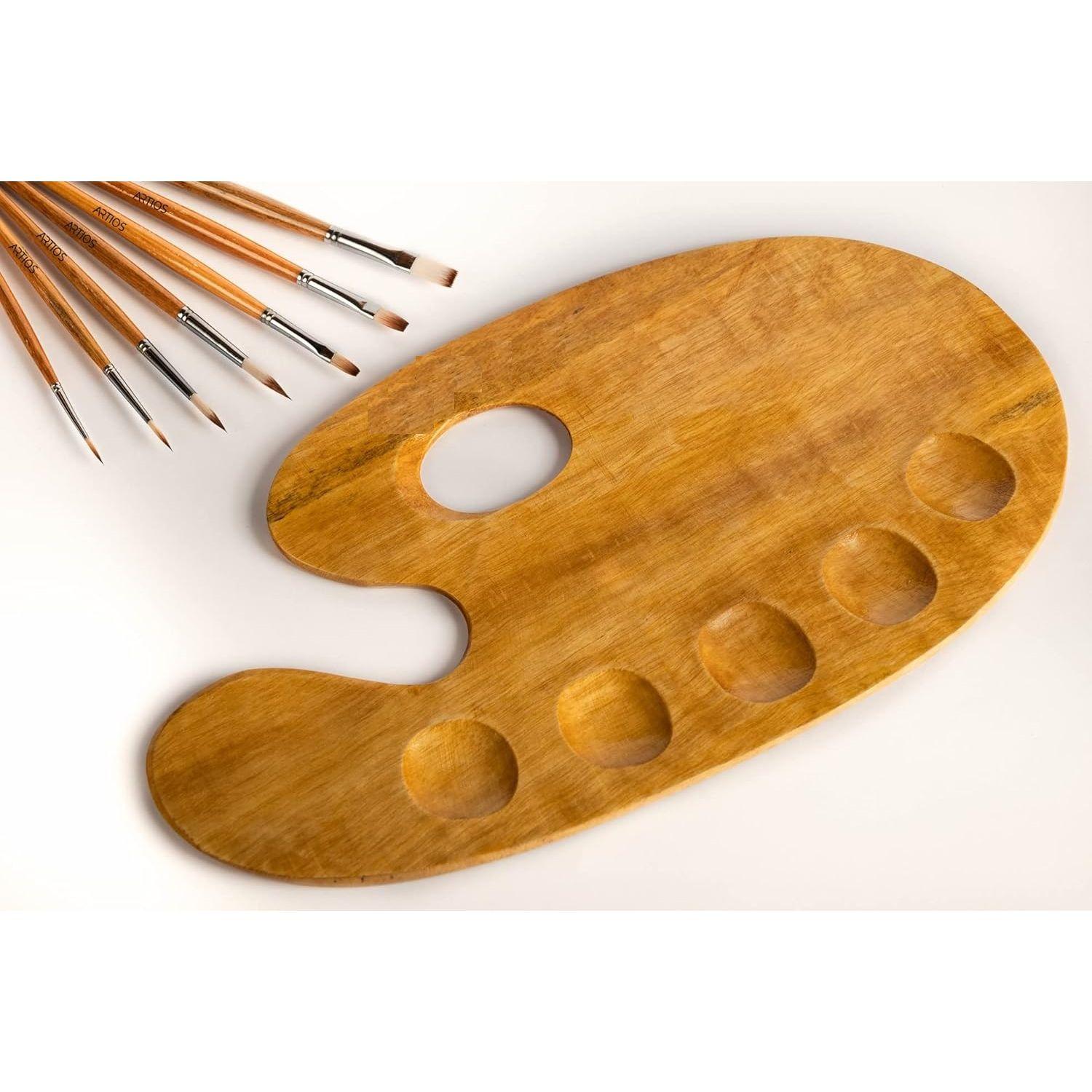 

Wooden Painting Palette - 37x20cm Handmade Paint Palette with Thumb Hole for Acrylic, Oil, Watercolor, Gouache Painting