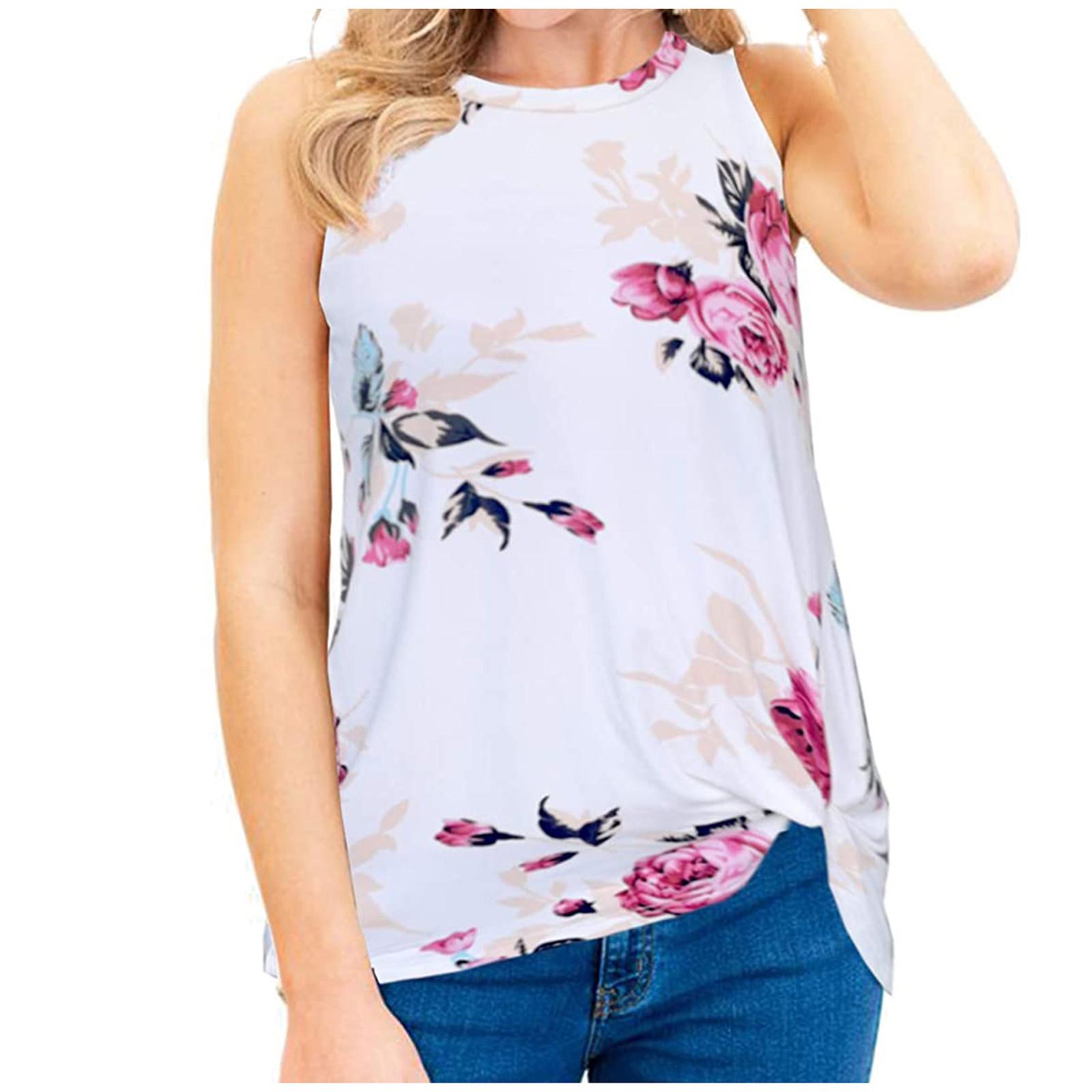 

Женский жилет с принтом, футболка с круглым вырезом, повседневная рубашка, топ, майка без рукавов XL белый