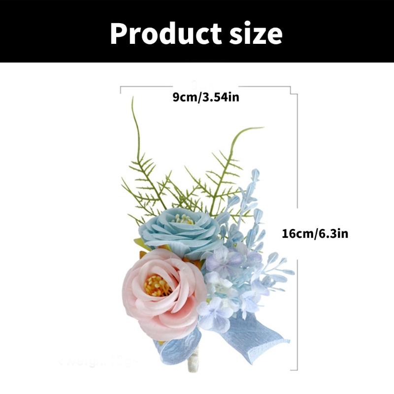 Set Of 5 Rose Boutonniere Silk Florals Lapel Pin Elegant Groomsmen Wedding Corsages Handmade Party and Prom Accessories