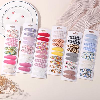 BABY SCHLEIFEN 10 Stück/Los Frische Haarspangen für Kinder Bedrucktes Karomuster Wassertropfen BB Haarspangen Mädchen Boutique Spitze Legierung Haarspange Kopfschmuck