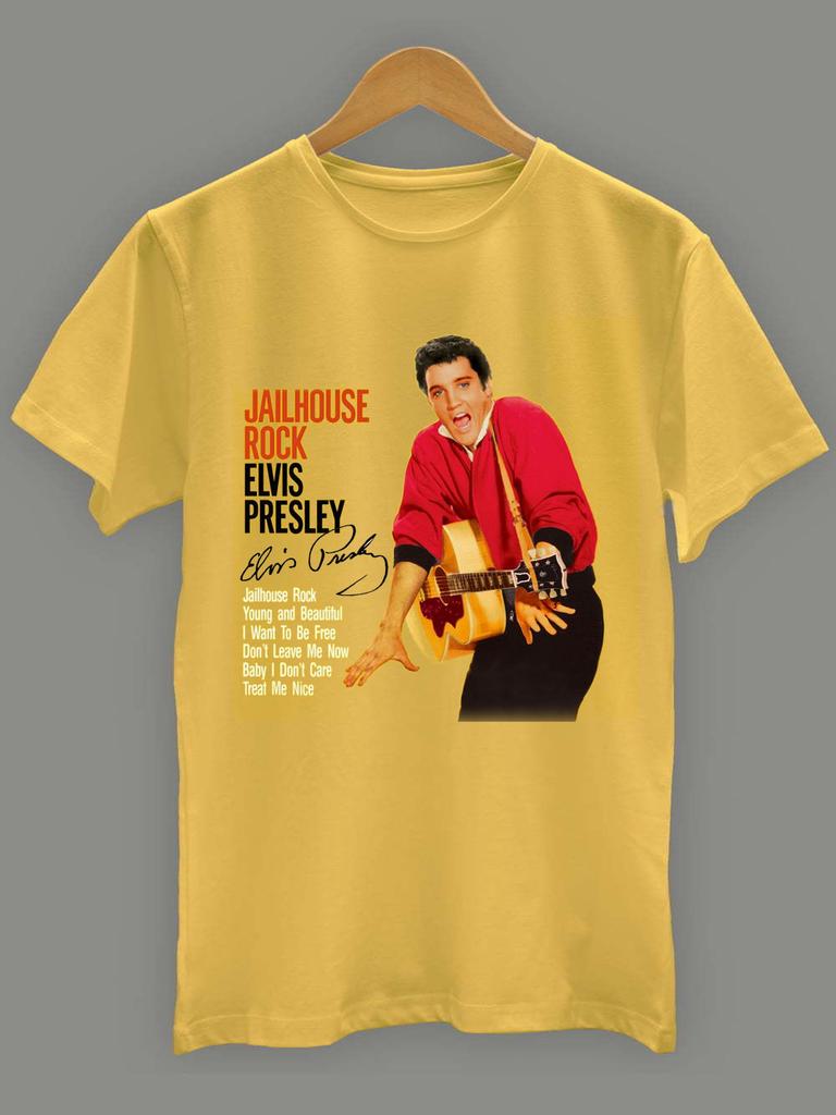 26 Elvis Presley Singer Cotton Gift For Fan Yellow All Size T-Shirt TMB526 Unisex T-Shirt