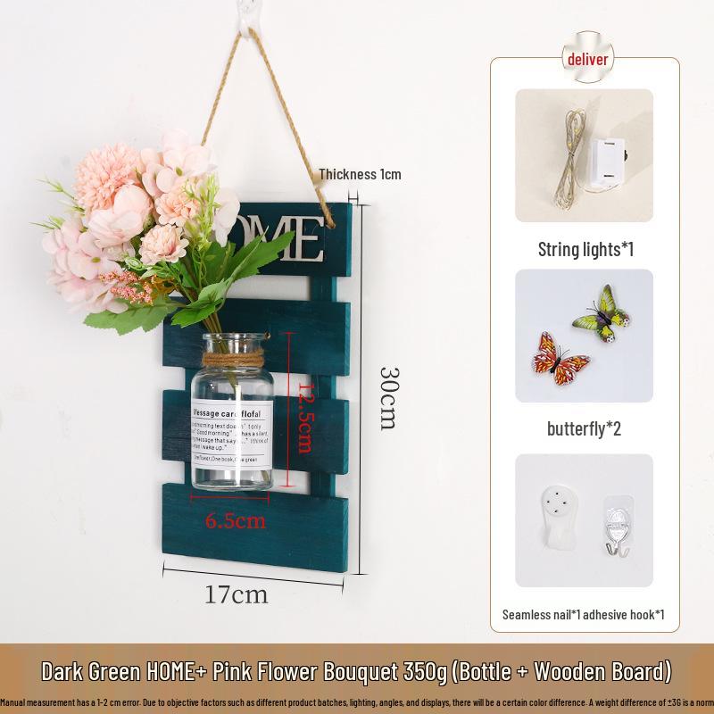 Handcrafted Wooden Wall-Mounted Hydroponic Glass Vase for Bedroom and Living Room Decor
