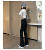 Plus Size High-Waisted Split Denim Flare Jeans for Women - Retro, Slimming, Floor-Length, Spring and Autumn Collection