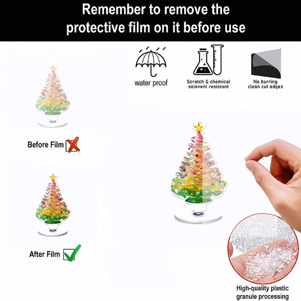 Tabletop Christmas Tree Figurines 2D Acrylic 3 Pieces Collectible Sculpture Christmas Tree Desk Ornament For Party Tabletop