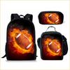 Set Scolastico Tre Pezzi Zaino Borsa Portapenne Borsa Pranzo Zaino con Immagini Street Tide Pallacanestro Calcio Set Zaino