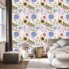 Wallpaper Flowers White and Blue for Living Room and Bedroom 50x1000