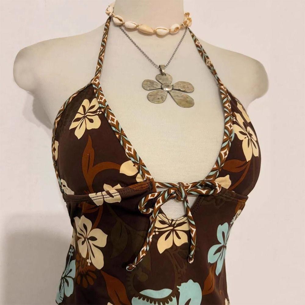 2Pcs/Set Fashion Summer Y2k Beach Bikini Harajuku Punk Women Swimsuit Casual Vintage Beachwear Beach