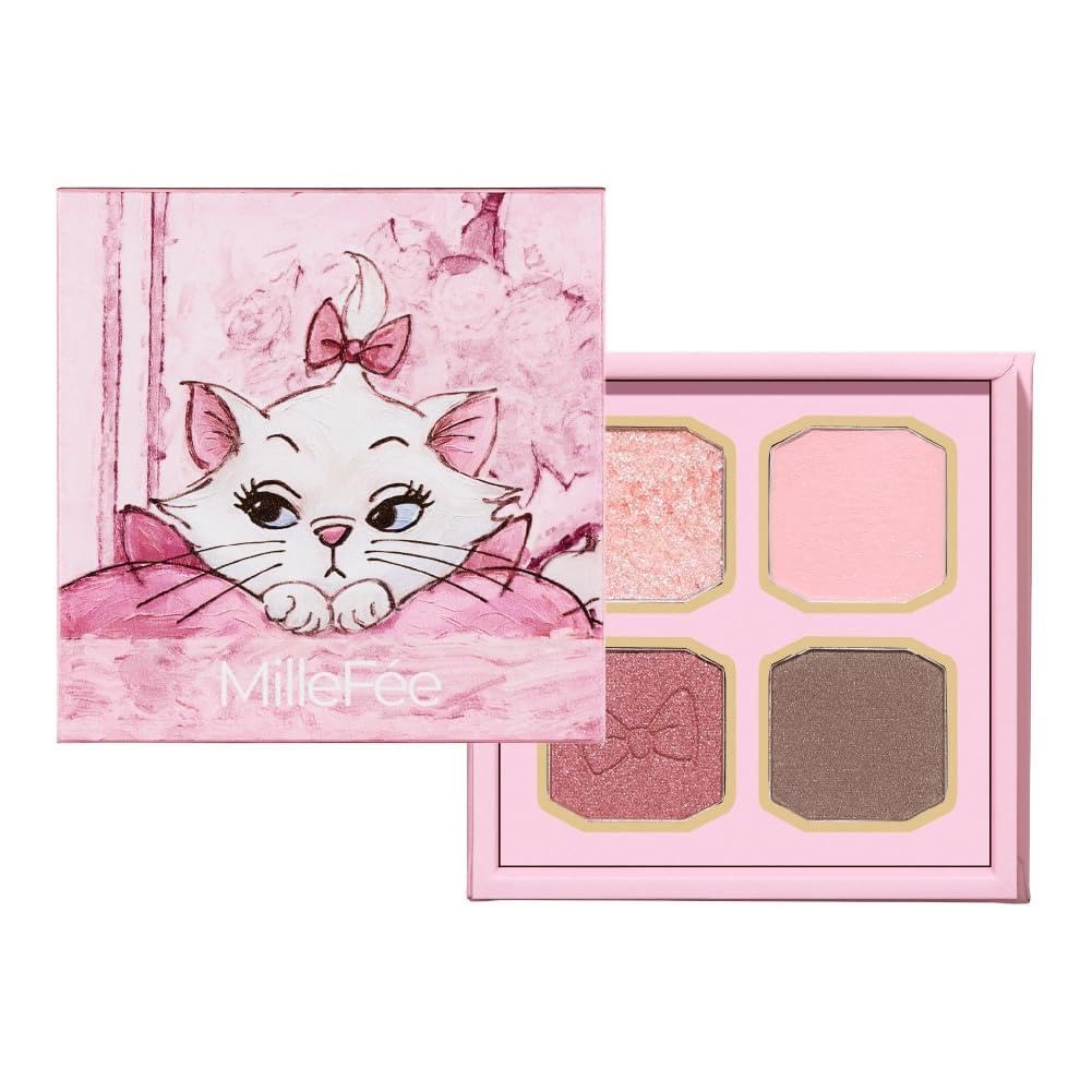 

MilleFee My Kitty Eye Palette (M05 Siberian/Disney Marie) Cat 4-color Eyeshadow Glitter Makeup Suitable Warm Cool Skin Tones Gift Present Marie