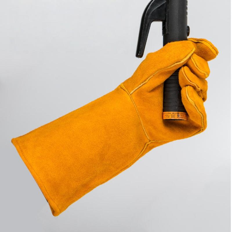 1 Paar 40 cm Sicherheits-Arbeits-Handschuhe Schweißhandschuhe Hitzebeständig Schnittfest Isoliert Individuelles Design Schweißlederhandschuhe
