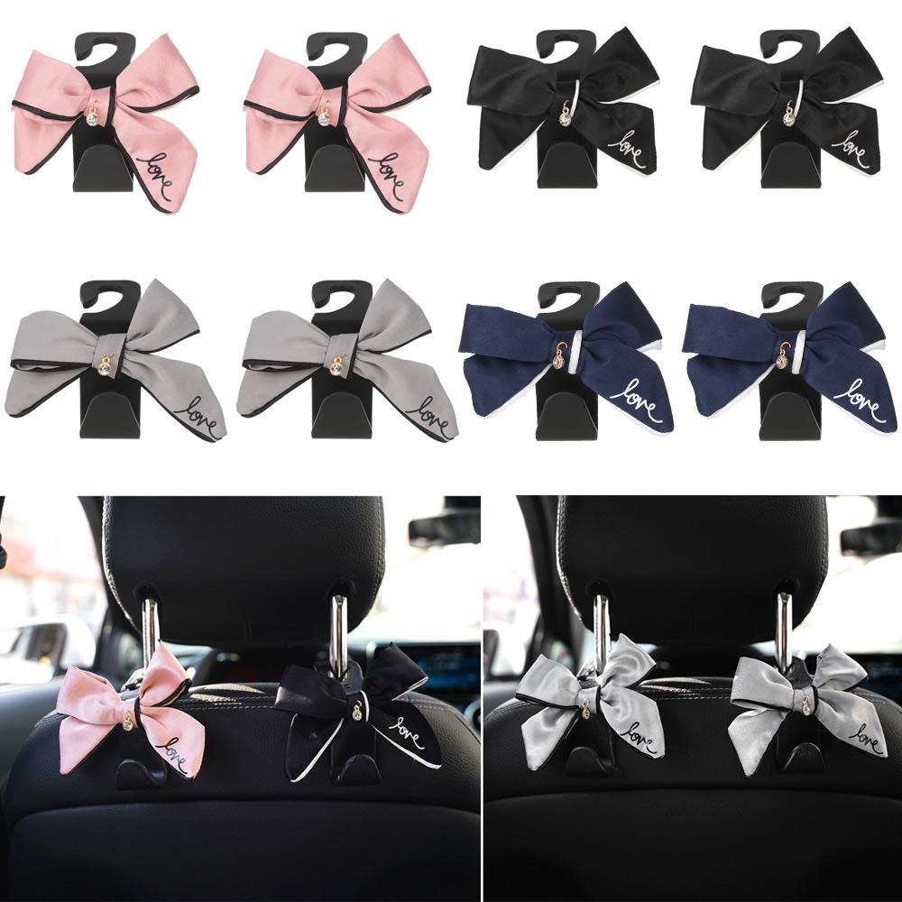 Cute Safety Seat Hooks Vehicle Head Holder Organizer Grocery Hanger Bag Car Interior Accessories Bow Hook Storage