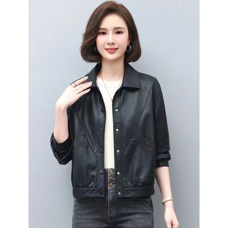 

Haining Classy Stylish Waist Trimming Coat Leather Coat Black 3XL([Recommended 72.50 kg-87.50 kg]])