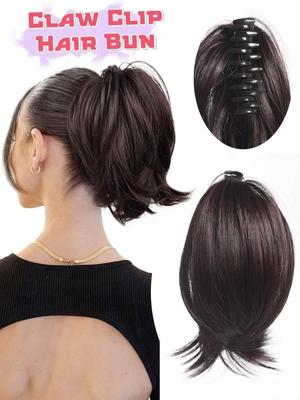 Synthetic Claw Clip Ponytail Extension 8-inch Short Curly Ponytail Hair Piece For Women's Daily Use