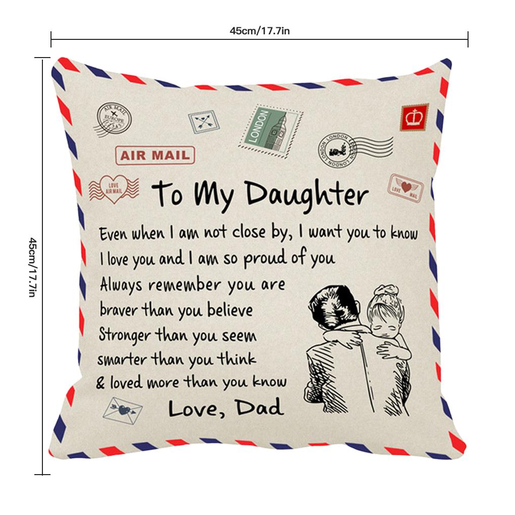 Pillow Cover Fiber Square Throw Pillow Cover Lettering Washable Sofa Cushion Case 45x45cm Best Gifts for Children Parents Family