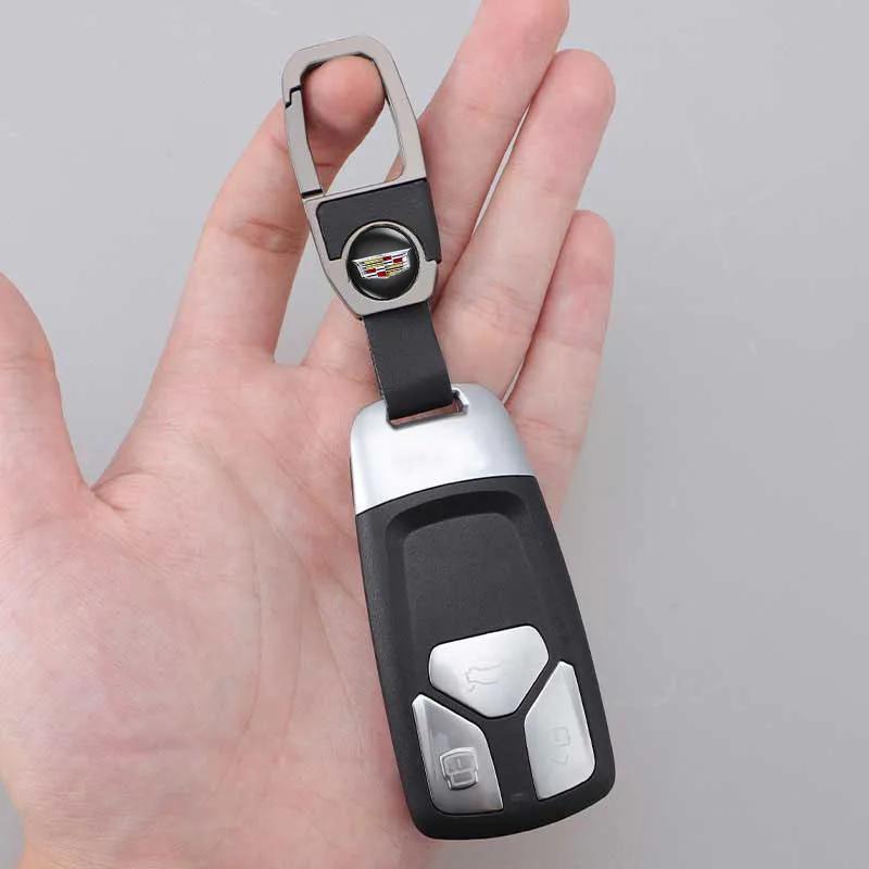 For Cadillac ATS BLS CT4 CT5 CTS EXT SLR SLS SRX XLR XT5 XT6 XTS ESCALADE 2025 New Car Logo Key Rings Leather Keychain Holder