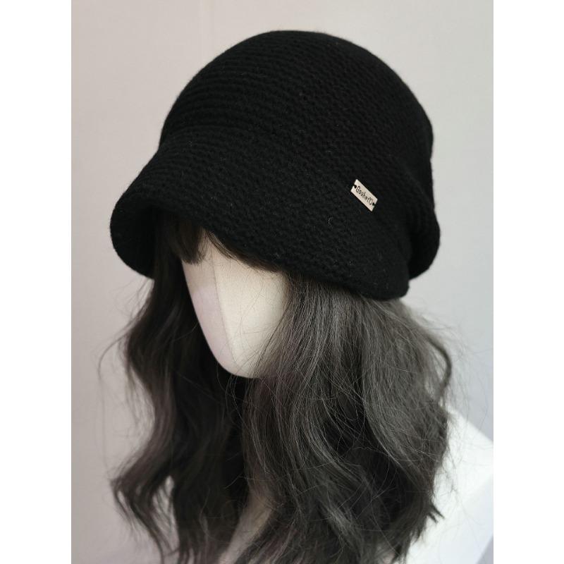 Japanese Style Artistic Autumn and Winter Warm Knitted Pile Hat  Loose Face Covering Woolen Hat for Women