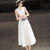 Elegant Lyocell V-Neck Sleeveless A-Line Dress