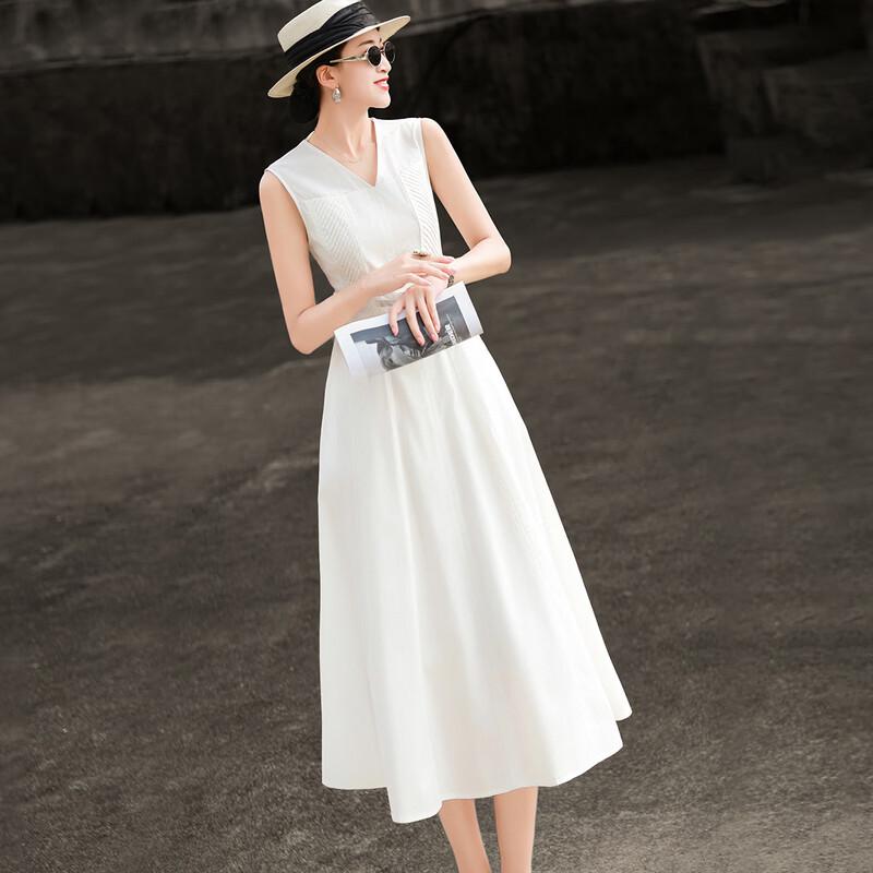 Elegant Lyocell V-Neck Sleeveless A-Line Dress
