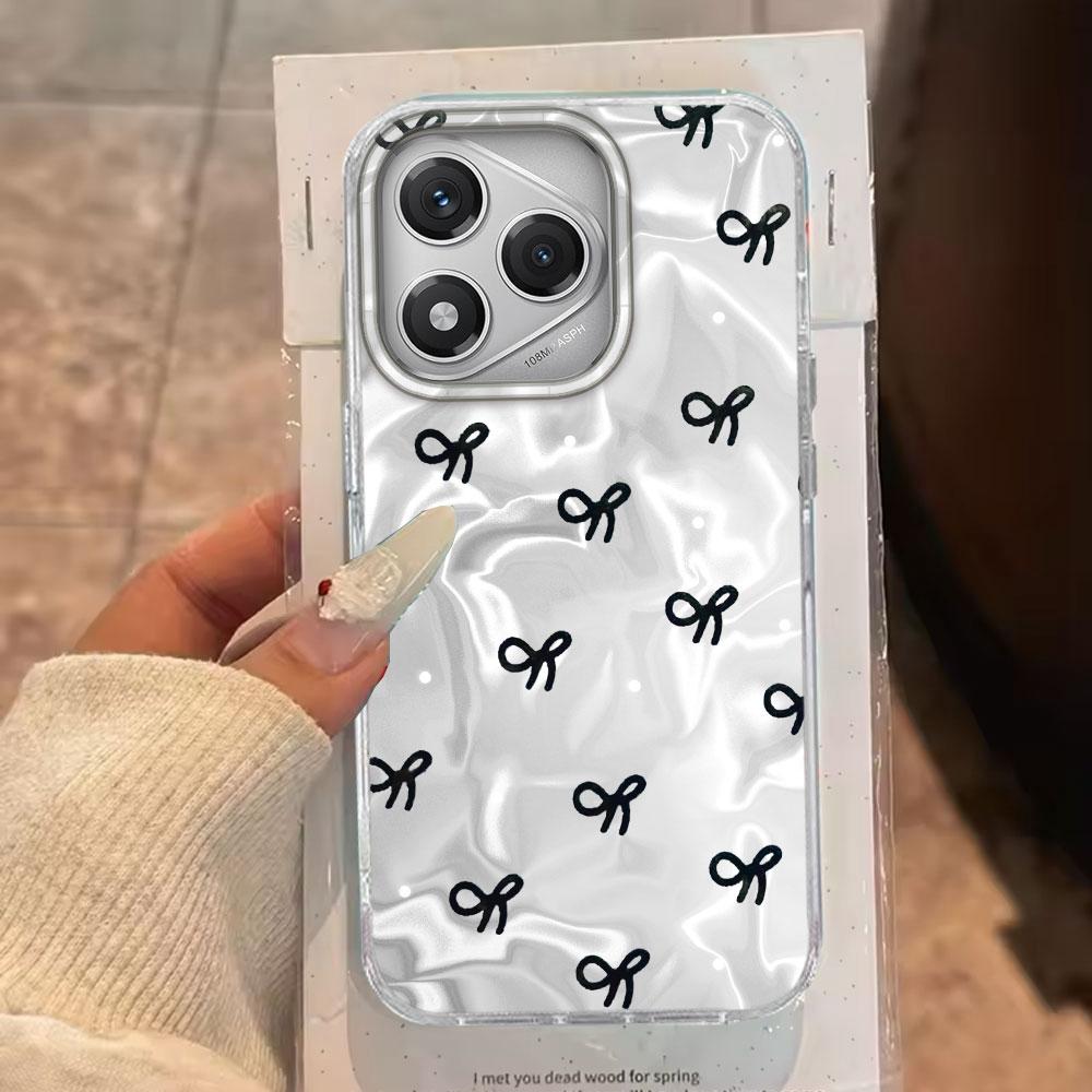 Kulaté tečky Černá mašle Pouzdro na telefon pro ženy Dívky pro Honor 400 200 90 Smart Pro Magic7 6 5 70 Lite X9a X9c X8b X8a X8c Kryt