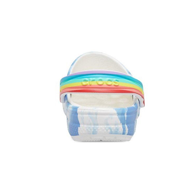 Crocs Outdoor Beach Clogs Sports Sandals Tie-Dye Kids Sandals White Blue 206818-100