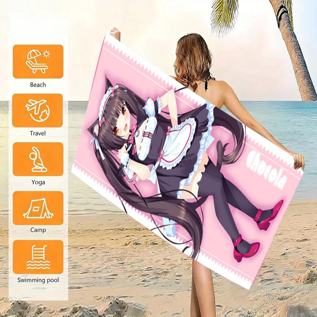 Nekopara Anime Beach Towel cute design microfiber soft water absorbent quick dry fashion beach accessories