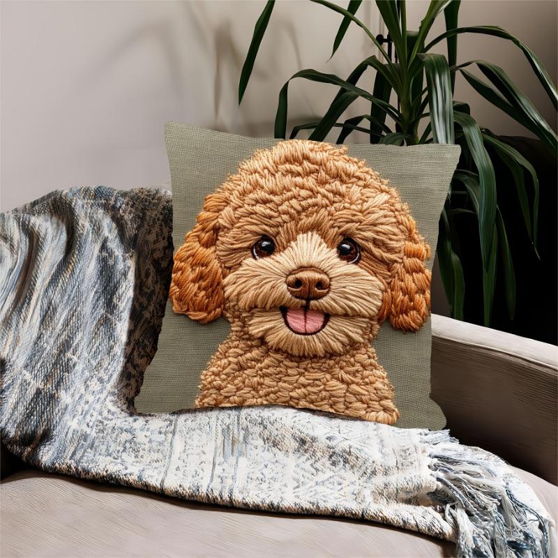 1Pc Contemporary Poodle Cushion Covers Chair Living Room Pillowcase Cozy Zipper Sofa Pillow Covers Bedroom Indoor H Ome Decor